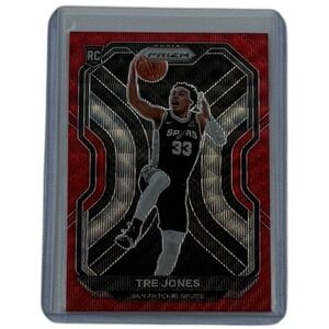 2020-21 Panini‎ Prizm Tre Jones Red Wave Prizm Rookie RC #291 San Antonio Spurs